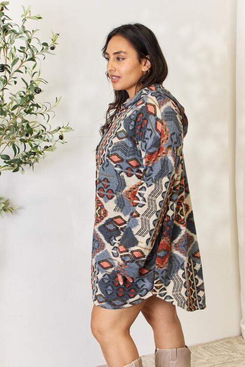 Heimish Full Size Printed Button Up Hooded Jacket - Trendsi - Flyclothing LLC