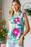 Floral Print Ruffle Shoulder Blouse - Trendsi - Flyclothing LLC