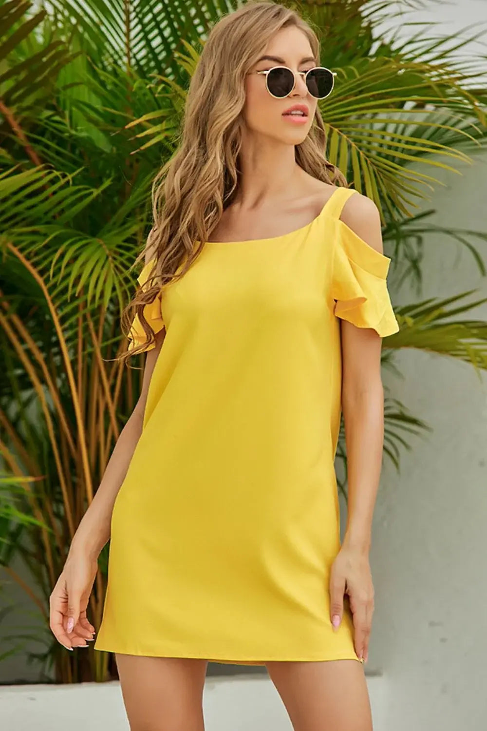 Cold-Shoulder Mini Dress - Trendsi - Flyclothing LLC
