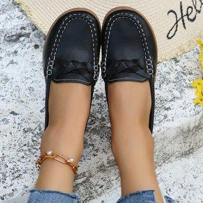 Weave Wedge Heeled Loafers - Trendsi - Flyclothing LLC