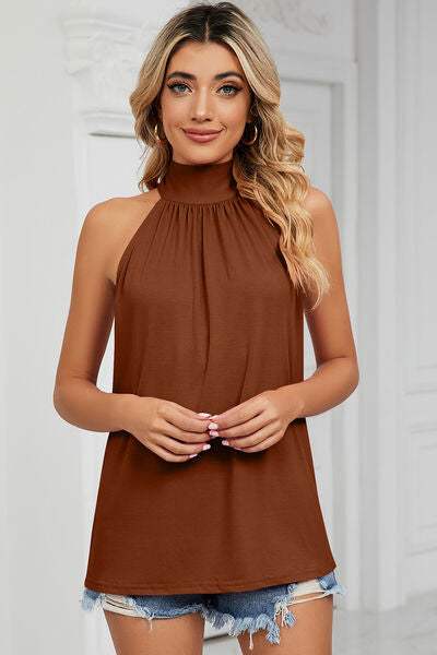 Tied Grecian Neck Tank - Trendsi - Flyclothing LLC