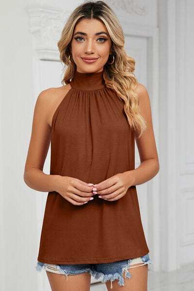 Tied Grecian Neck Tank - Trendsi - Flyclothing LLC