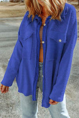Pocketed Button Up Droppped Shoulder Jacket - Trendsi - Flyclothing LLC