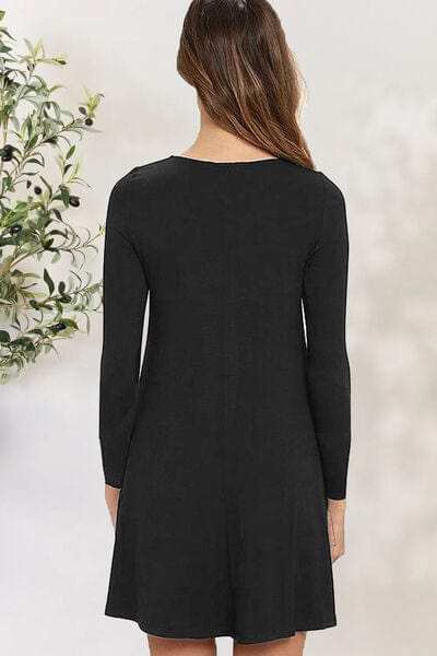 Round Neck Long Sleeve Mini Dress - Trendsi - Flyclothing LLC