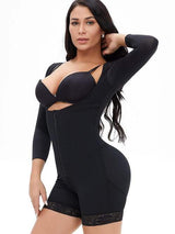 Full Size Zip Up Lace Detail Long Sleeve Shapewear - Trendsi - Flyclothing LLC