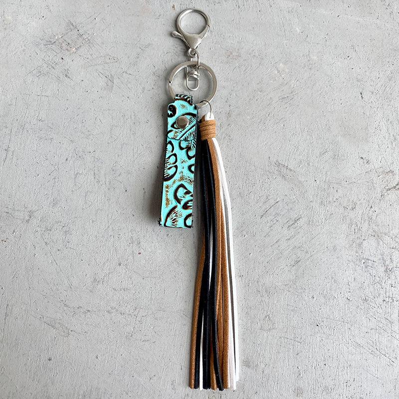 Genuine Leather Tassel Keychain - Trendsi