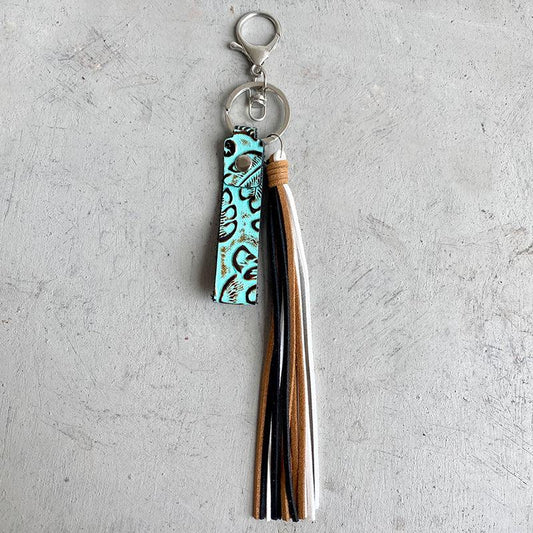 Genuine Leather Tassel Keychain - Trendsi