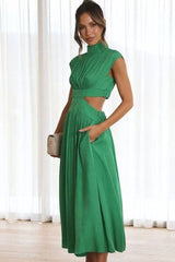 Cutout Mock Neck Sleeveless Dress - Trendsi