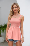 Smocked Square Neck Babydoll Tank - Trendsi