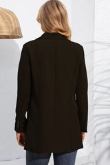 Lapel Neck Long Sleeve Blazer with Pockets - Trendsi - Flyclothing LLC