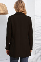 Lapel Neck Long Sleeve Blazer with Pockets - Trendsi