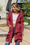 Double Take Full Size Open Front Long Sleeve Hooded Coat - Trendsi