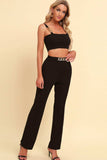 Chain Detail Cropped Cami and Straight Leg Pants Set - Trendsi - Flyclothing LLC