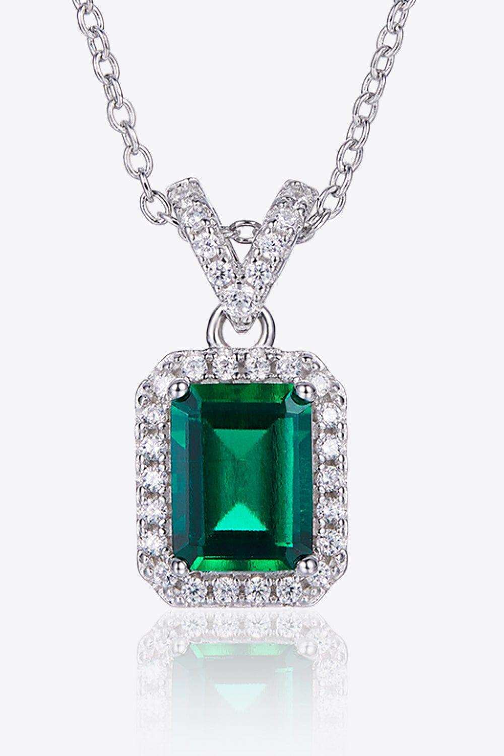 1.25 Carat Lab-Grown Emerald Pendant Necklace - Trendsi - Flyclothing LLC