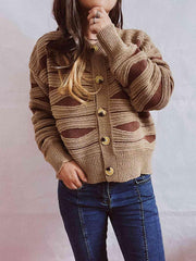 Color Block Button Front Cardigan - Trendsi