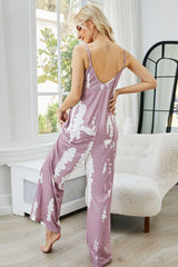 Tie-Dye Spaghetti Strap Jumpsuit with Pockets - Flyclothing LLC