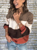 Color Block Round Neck Sweater - Trendsi - Flyclothing LLC