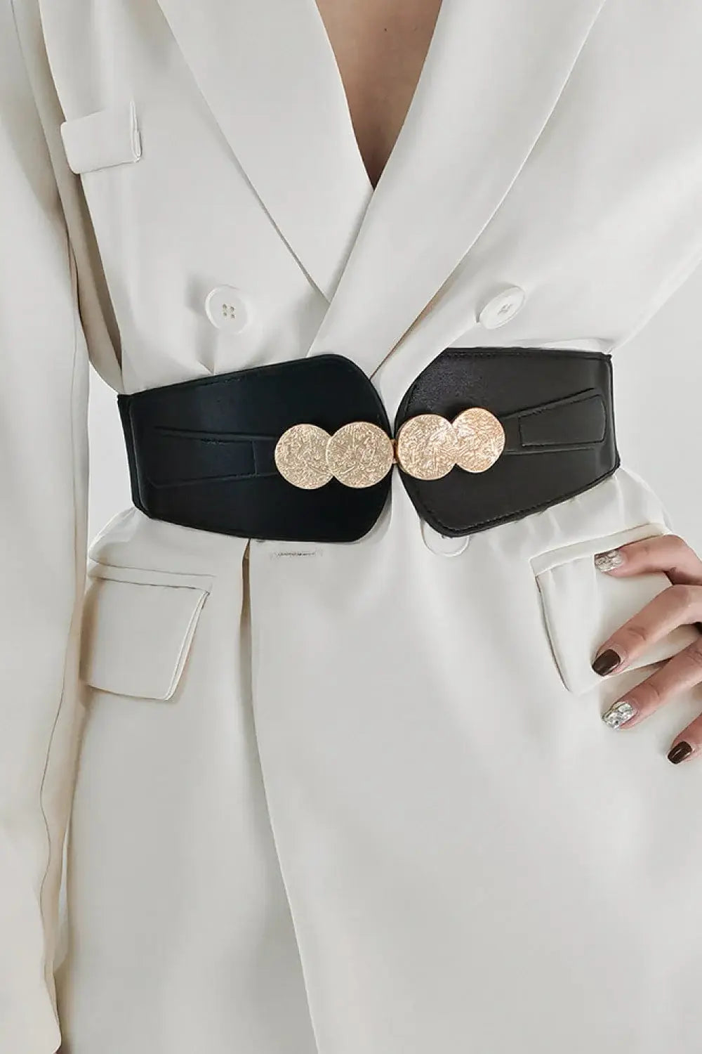 Alloy Buckle Elastic Belt - Trendsi - Flyclothing LLC