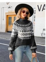 Turtleneck Lantern Sleeve Sweater - Trendsi - Flyclothing LLC