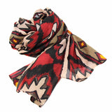 Hand-printed Cotton Scarf, Ikat Diamond Design - Asha Handicrafts