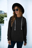 Quarter Snap Drawstring Hoodie with Kangaroo Pocket - Trendsi - Flyclothing LLC