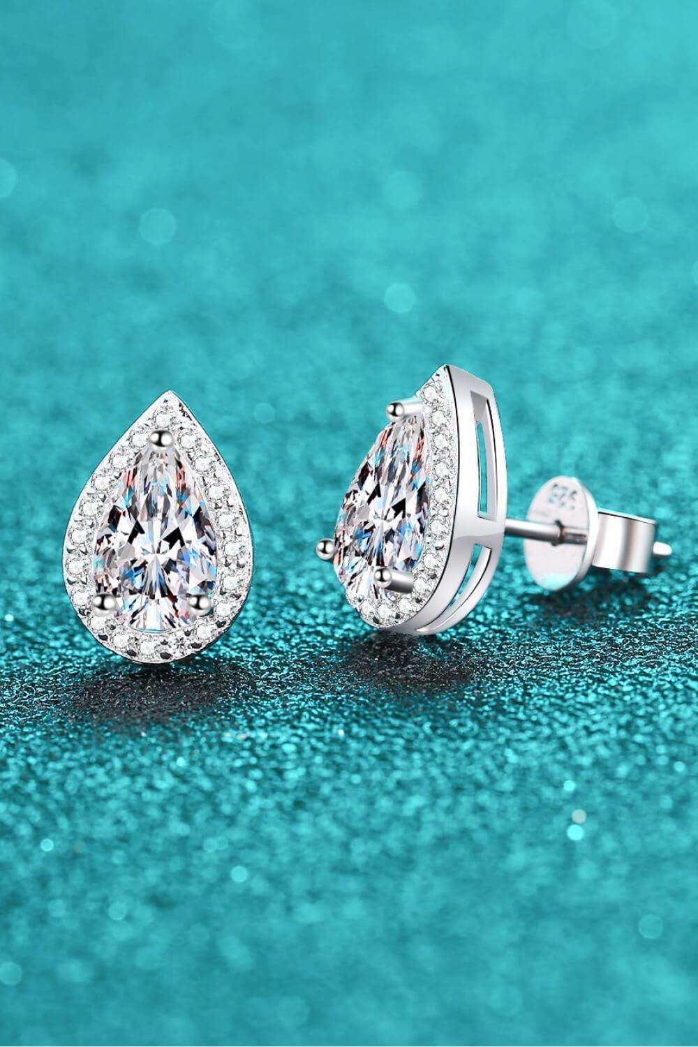Moissanite Teardrop Stud Earrings - Trendsi - Flyclothing LLC
