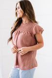 Polka Dot Smocked Flutter Sleeve Blouse - Trendsi