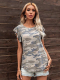 Round Neck Butterfly Sleeve Top - Trendsi - Flyclothing LLC