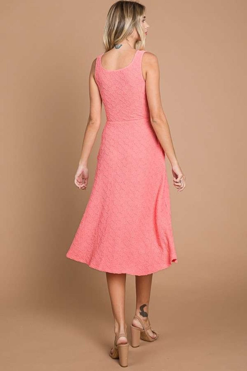 Culture Code Texture Square Neck Tank Dress with Pockets - Trendsi