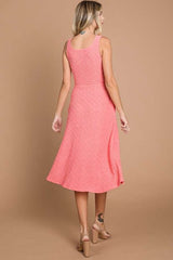Culture Code Texture Square Neck Tank Dress with Pockets - Trendsi