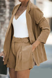 Longline Blazer and Shorts Set with Pockets - Trendsi - Flyclothing LLC