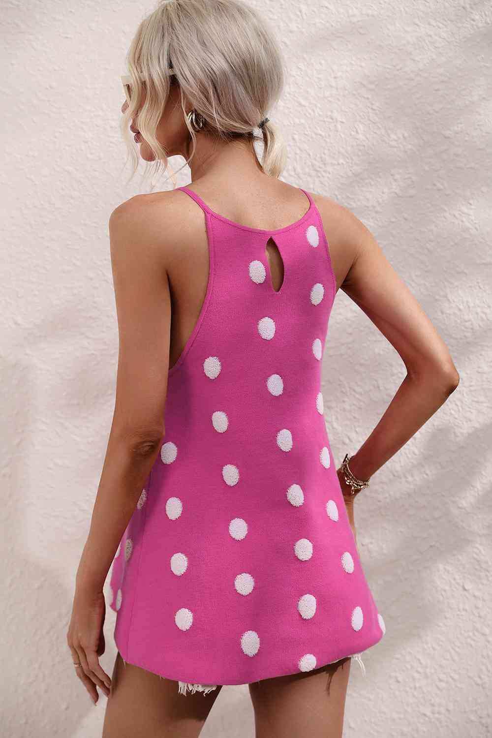 Polka Dot Round Neck Knit Tank - Trendsi - Flyclothing LLC