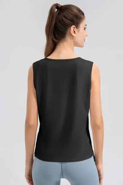 Notched Wide Strap Active Tank - Trendsi - Flyclothing LLC