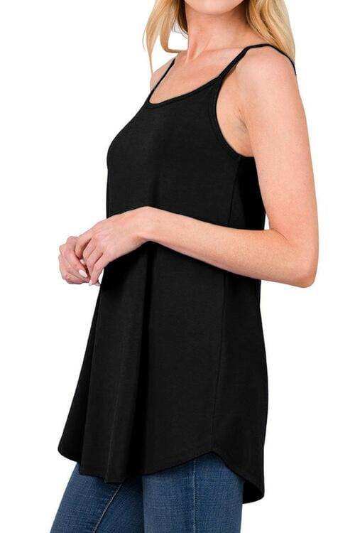 Full Size Spaghetti Strap V-Neck Flowy Tunic Cami - Trendsi - Flyclothing LLC