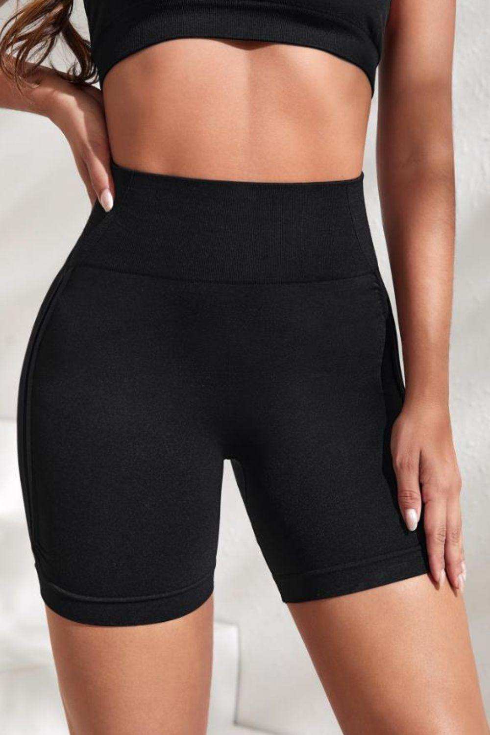 Slim Fit High Waistband Active Shorts - Trendsi - Flyclothing LLC