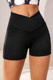 Wide Waistband Active Shorts with Pocket - Trendsi - Flyclothing LLC