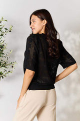 Double Take Ribbed Trim Round Neck Knit Top - Trendsi - Flyclothing LLC