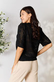 Double Take Ribbed Trim Round Neck Knit Top - Trendsi