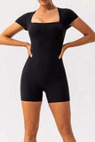 Square Neck Cap Sleeve Active Romper - Trendsi - Flyclothing LLC