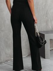 Front Slit Flare Leg Pants - Trendsi