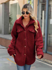Button Down Collared Coat - Trendsi
