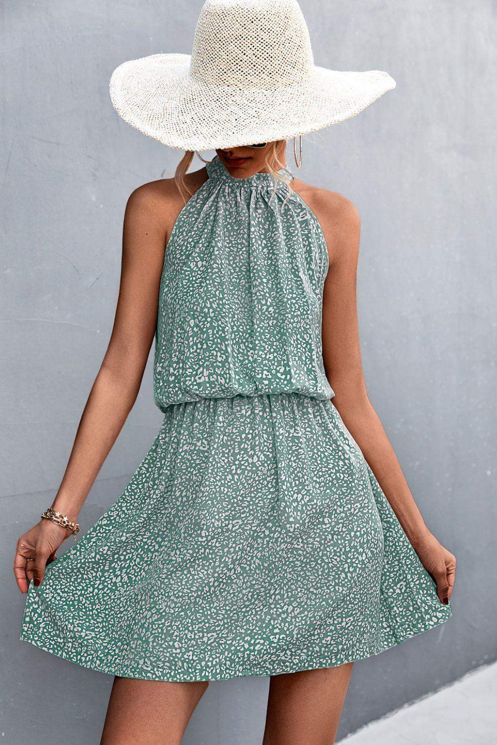 Floral Tied Sleeveless Mini Dress - Trendsi - Flyclothing LLC