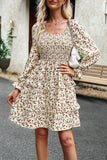 Smocked Flounce Sleeve Ruffled Dress - Trendsi
