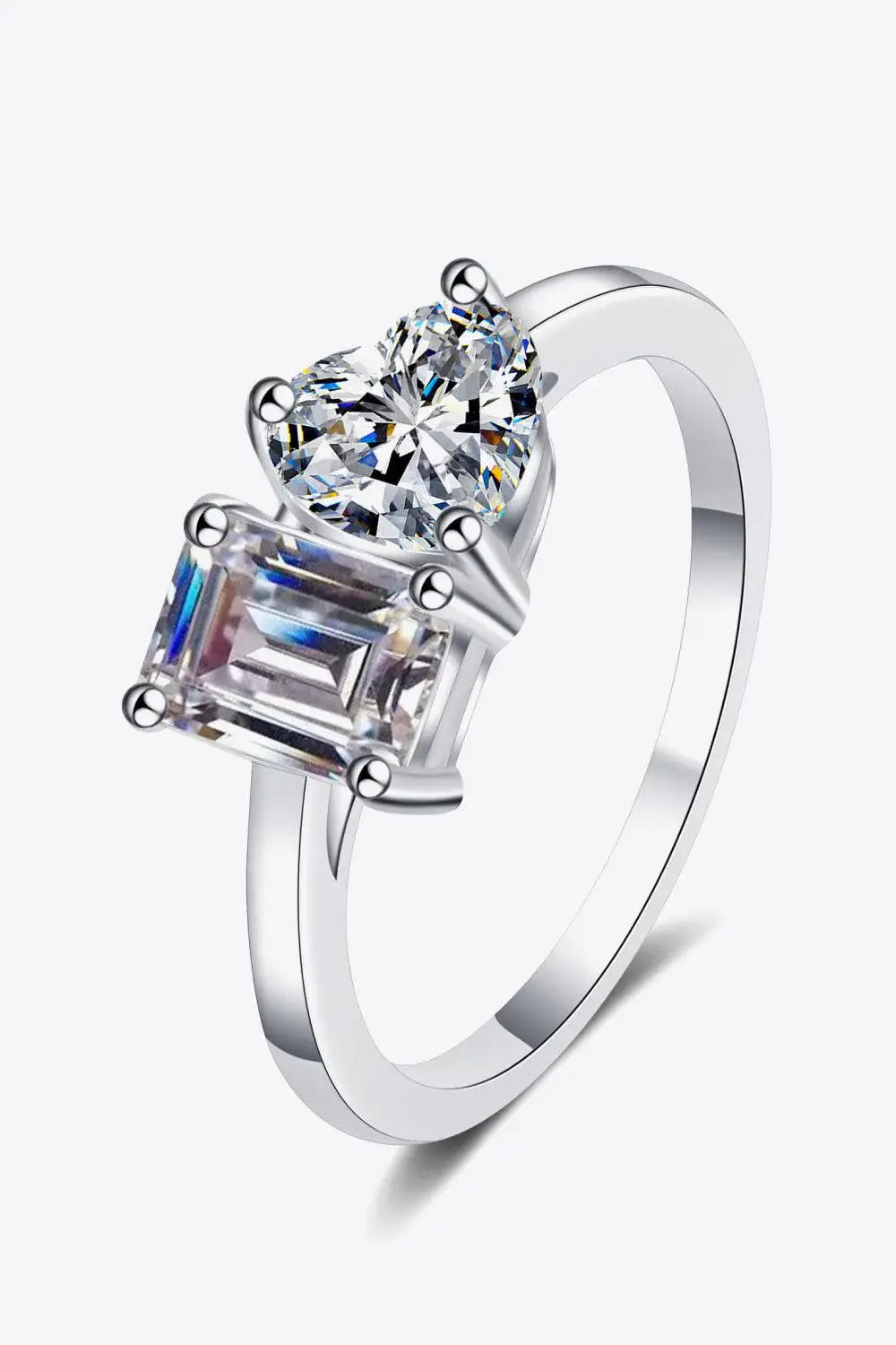 Rhodium-Plated 2 Carat Moissanite Ring - Trendsi - Flyclothing LLC