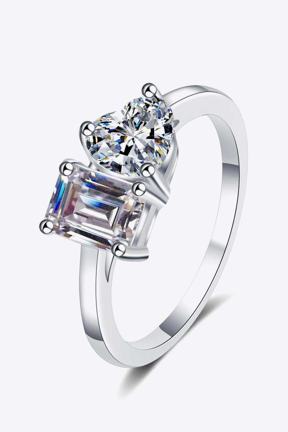 Rhodium-Plated 2 Carat Moissanite Ring - Trendsi - Flyclothing LLC