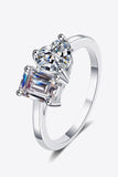 Rhodium-Plated 2 Carat Moissanite Ring - Trendsi