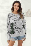 Dinosaur Print Pullover Sweater - Trendsi - Flyclothing LLC