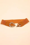 Ribbed Alloy Buckle Elastic Belt - Trendsi