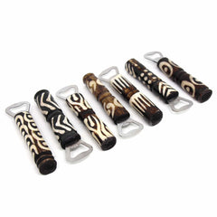 African Batik Bone Bottle Opener, Mixed Designs - Jedando
