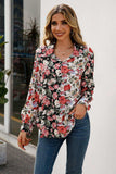 Floral Print Collared Neck Long Sleeve Shirt - Trendsi - Flyclothing LLC